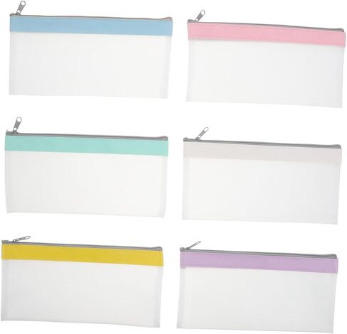 HOMSFOU 6pcs Frosted Cash Envelope Pouches with Zipper, 8.66x4.13", Plastic Money Bags for Travel, Receipt Organizer and Bill Holder Wallet Set in Kuwait