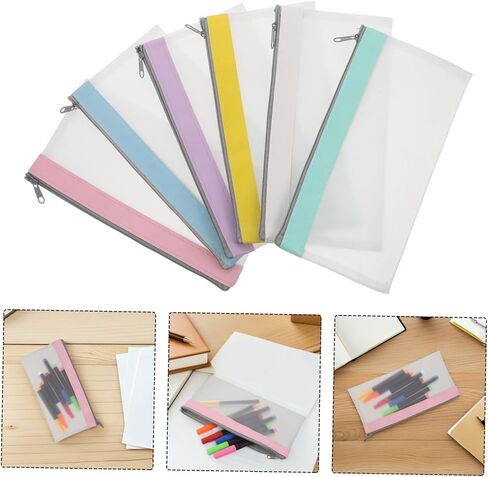 HOMSFOU 6pcs Frosted Cash Envelope Pouches with Zipper, 8.66x4.13", Plastic Money Bags for Travel, Receipt Organizer and Bill Holder Wallet Set in Kuwait