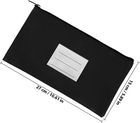 Veemoon Pu Leather Money Pouch with Zipper for Cash and Receipts Cash Bag with Card Slot Window Black Money Organizer Pouch for Bank Deposits in Kuwait