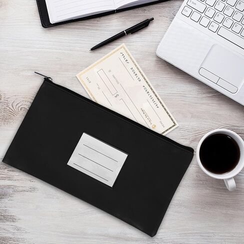 Veemoon Pu Leather Money Pouch with Zipper for Cash and Receipts Cash Bag with Card Slot Window Black Money Organizer Pouch for Bank Deposits in Kuwait