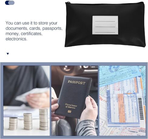 Veemoon Pu Leather Money Pouch with Zipper for Cash and Receipts Cash Bag with Card Slot Window Black Money Organizer Pouch for Bank Deposits in Kuwait