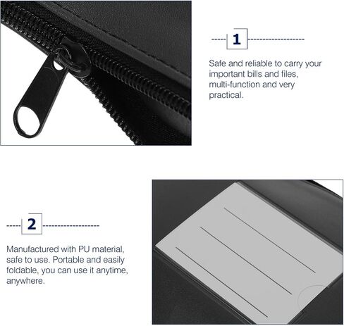 FOMIYES Pu Leather Money Bag with Zipper, Cash Envelope Wallet with Card Slot Window, Large Capacity Bill Organizer for Cash Storage and Budgeting, Black in Kuwait