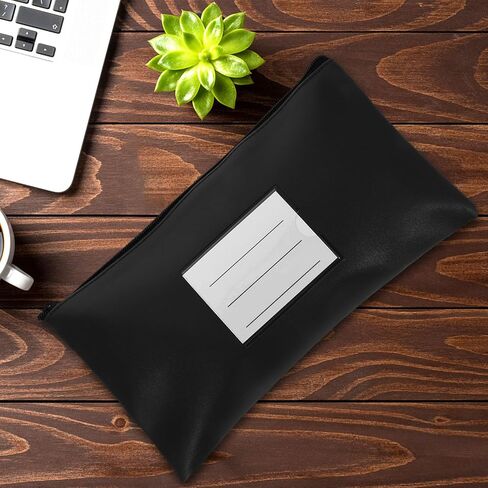 FOMIYES Pu Leather Money Bag with Zipper, Cash Envelope Wallet with Card Slot Window, Large Capacity Bill Organizer for Cash Storage and Budgeting, Black in Kuwait
