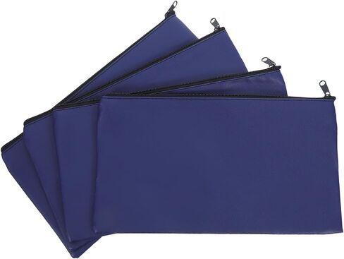 HANABASS Money Bags Spacious Capacity Pu Leather with Zipper 4pcs Portable Organizer Pouch Blue Zippered Storage Bags for Cash and Documents for Business and Travel for Men and Women in Kuwait