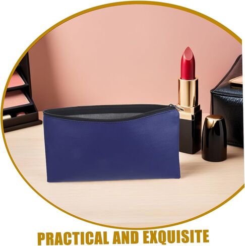 HANABASS Money Bags Spacious Capacity Pu Leather with Zipper 4pcs Portable Organizer Pouch Blue Zippered Storage Bags for Cash and Documents for Business and Travel for Men and Women in Kuwait