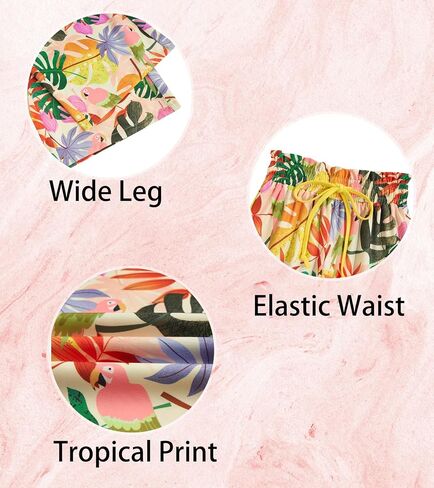 Girl Clothes 2 Piece Outfit Hawaiian Tropical Crop Cami Tops and Wide Leg Pants Set Size 6-12 in Saudi Arabia