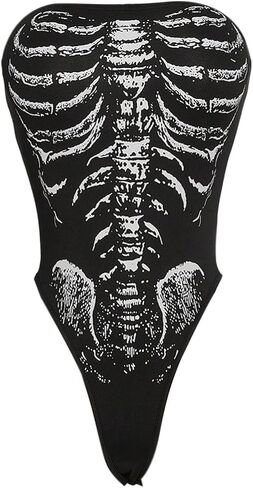 Milumia Women's Goth Punk Tube Top Y2k Strapless Fitted Bodysuit Party Clubbing in Kuwait
