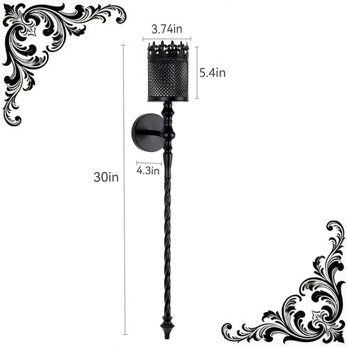 Candle Sconces Set of 2 Long Wall Candle Holder Large Black Gothic Vintage Wall Sconce Decoration for Dining Room, Living Room, Office, Bathroom in Saudi Arabia