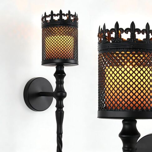 Candle Sconces Set of 2 Long Wall Candle Holder Large Black Gothic Vintage Wall Sconce Decoration for Dining Room, Living Room, Office, Bathroom in Saudi Arabia
