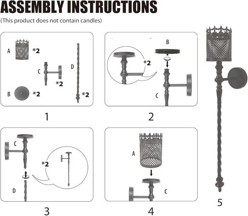Candle Sconces Set of 2 Long Wall Candle Holder Large Black Gothic Vintage Wall Sconce Decoration for Dining Room, Living Room, Office, Bathroom in Saudi Arabia