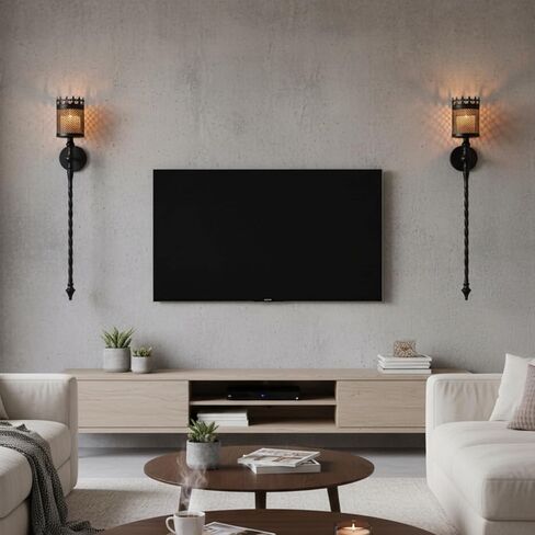Candle Sconces Set of 2 Long Wall Candle Holder Large Black Gothic Vintage Wall Sconce Decoration for Dining Room, Living Room, Office, Bathroom in Saudi Arabia