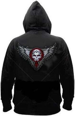VEGASBEE® Big Winged Skull Wings Patch Tribal Tattoo Style Embroidered Iron-On Emblem for Jacket Vest Denim - Large Size 12" by 9" inches L USA in Saudi Arabia