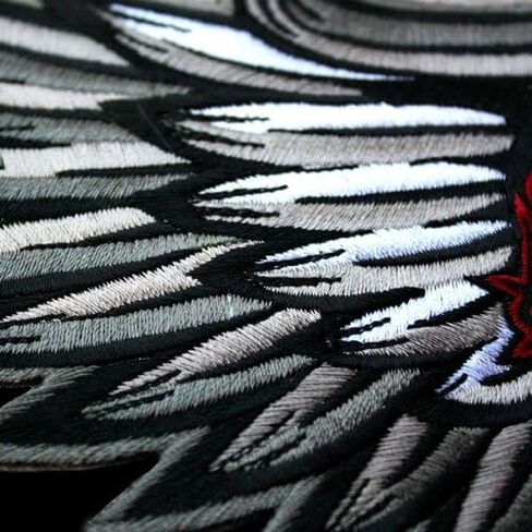 VEGASBEE® Big Winged Skull Wings Patch Tribal Tattoo Style Embroidered Iron-On Emblem for Jacket Vest Denim - Large Size 12" by 9" inches L USA in Saudi Arabia