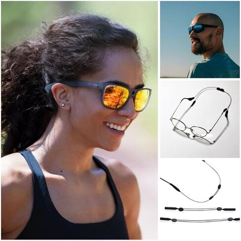 3 Pcs Adjustable Sports Eyeglass Strap with Buckle for Men's Kids' Women's Glasses Straps Sunglasses Straps (Black) -with 3 pairs Eyeglass Strap Holder in Kuwait