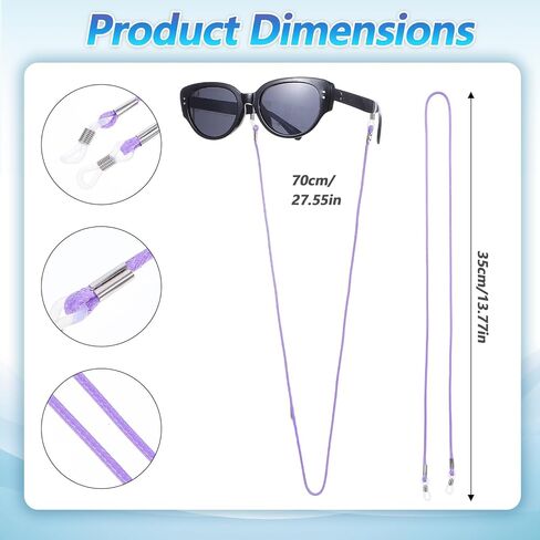 6Pcs Eyeglass Chain, Multicolor Glasses Chains, Leather Glasses Strap for Women, 70cm Eyeglasses Cord for Men in Kuwait