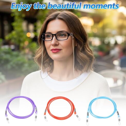 6Pcs Eyeglass Chain, Multicolor Glasses Chains, Leather Glasses Strap for Women, 70cm Eyeglasses Cord for Men in Kuwait