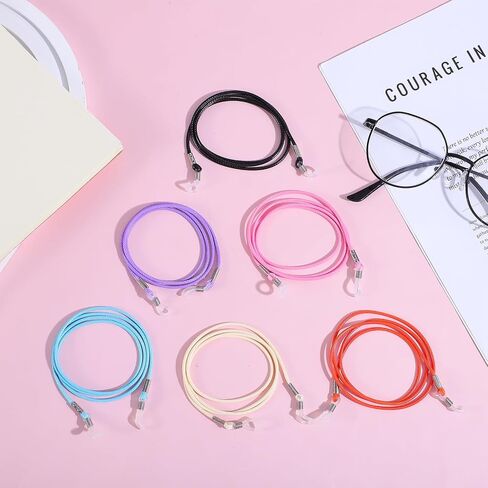 6Pcs Eyeglass Chain, Multicolor Glasses Chains, Leather Glasses Strap for Women, 70cm Eyeglasses Cord for Men in Kuwait