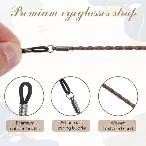 Eyeglass Holders Around Neck, 6 Pcs Glasses Strap for Men Women, Adjustable Eyeglasses Chain Lanyard for Reading Driving Work, Leather Eyewear Retainer in Kuwait