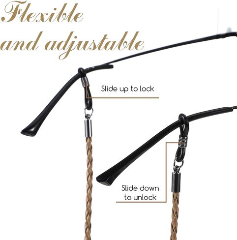 Eyeglass Holders Around Neck, 6 Pcs Glasses Strap for Men Women, Adjustable Eyeglasses Chain Lanyard for Reading Driving Work, Leather Eyewear Retainer in Kuwait