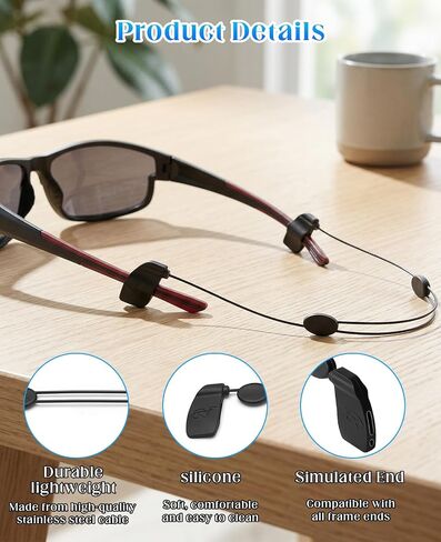 6 PCS Adjustable Glasses Strap Compatible with Ray-ban Meta Gen 2 & Oakley Meta Hstn Accessories, 15" No Tail Sunglass Strap in Saudi Arabia