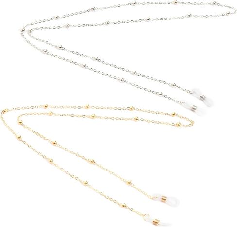 2Pcs Eyeglasses Chain Beaded for Women Men Eyeglass Holders Around Neck Stylish Beaded Glasses Lanyard Accessory Chain in Saudi Arabia
