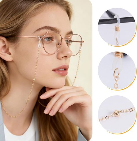 2Pcs Eyeglasses Chain Beaded for Women Men Eyeglass Holders Around Neck Stylish Beaded Glasses Lanyard Accessory Chain in Saudi Arabia