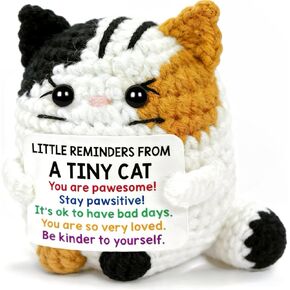 Positive Cat Emotional Support Crochet Animals Calico Cat - Fathers Day Birthday Gift for Cat Lover Woman Man Daughter Friends Coworker Inspirational Self Care Gifts Positive Potato in Kuwait