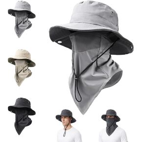 Breathable Fisherman Hat with Detachable Face Mask, 2026 New Fisherman's Hat Detachable Outdoor Adjustable Unisex (Grey) in Saudi Arabia