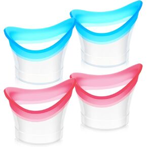 4 Pcs Eye Rinse Cup, Portable Silicone Eyes Wash Cup for Effectively Relieving Eye Fatigue to Refresh & Clean Dust, Makeup, Irritants (Blue, Pink) in Saudi Arabia