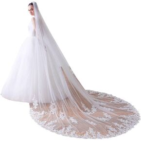 EllieWely Womens 1 Tier Royal Lace Wedding Bridal Veil With Metal Comb Ivory X60 in Saudi Arabia