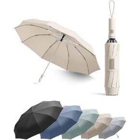 Windproof Travel Umbrella for Rain, Withstand 85MPH Winds, 52 Inch Reverse Folding Umbrella, Inverted Design Keeps Wet Surface Inside, Auto-Close, for Travel, Women, Men, Fits Backpack & Cars in Saudi Arabia