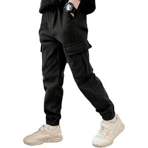 Teen Boys Cargo Jogger Pants, Elastic Waist Casual Multi‑Pocket Tapered Jogging Trousers for Kids and Teens in Kuwait