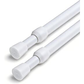 2 Pack Spring Tension Curtain Rod Adjustable 28-43 Inches，5/8" Diameter, White in Saudi Arabia