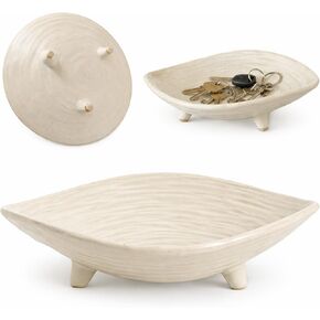 Small Decorative Bowl, 6" Ceramic Key Bowl for Entryway Table, Multi-Purpose Decorative Bowls for Candy, Jewelry and Home Decor（Retro White） in Saudi Arabia