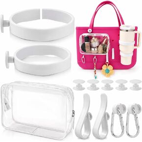 7PCS Bogg Bag Accessories Organizer Compatible with Original Medium and Large Bogg Bag Insert Cup Holder Pouch Key Holder Hooks Attachments for Croc Bag Simple Modern Bag Rubber Tote Bag(White) in Saudi Arabia