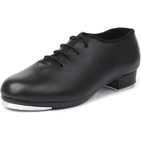 PU Leather Lace Up Tap Dance Shoes for Women and Men, Black in Saudi Arabia
