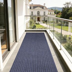 Stripe Runner Rug 3 x 15 ft Indoor Outdoor, Gray Non Slip Rubber Backing, Waterproof Low Profile Area Runner for Hallway, Entryway, Kitchen, Patio, Garage, Stairs & Laundry in Saudi Arabia
