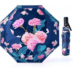 Lejorain Compact Travel Umbrella for Women - 46 Inch Portable Floral Umbrella Auto Open Close Folding Windproof Umbrellas for Purse, Car, Backpack & Travel in Saudi Arabia