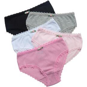 dELiA*s Girls Underwear Panties - 5 Pack Cotton Ribbed Panties for Girls with Lace-Trimmed Waistband Multipack Underwear in Saudi Arabia