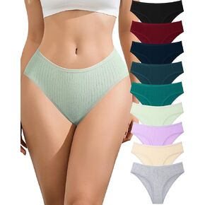 SIONCY Cotton Underwear for Women Sexy Cheeky Bikini Panties Soft Low Waist Ribbed Hipster Breathable Stretch Briefs 9 Pack in Saudi Arabia