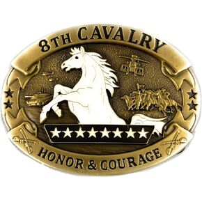 US Army 8th Cavalry Regiment, Honor & Courage Crest Insignia, Solid Brass Belt Buckle in Kuwait
