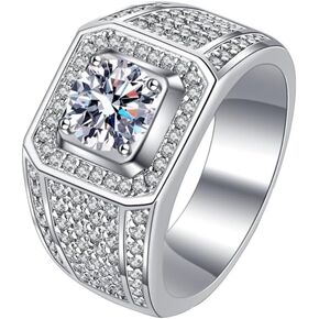 Men's 14K White Gold Wedding Band, Elegant 2Ct Round-Cut Diamond, VVS1 Clarity D Color, Distinguished Gift Symbolizing Love and Commitment in Kuwait