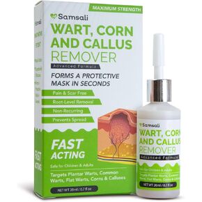 Samsali Liquid Plantar Wart Remover: 20ml Salicylic Acid Liquid for The Removal of Plantar Flat Warts Corns Calluses on Feet Toes and Hands - Safe for Teens Adults Seniors Men and Women in Saudi Arabia