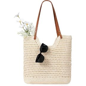 Sightor Crochet Beach Bag, Woven Tote Bag Summer Boho Bag Travel Casual Shoulder Bag for Summer Vacation in Saudi Arabia