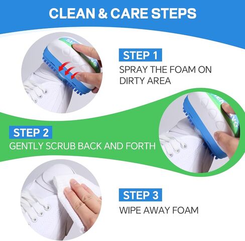 Shoe Cleaner, 2-in-1 White Shoe Cleaner with Brush, Water-free Foam Sneaker Cleaner Kit for Tennis, Leather, Canvas, Golf, PU, Sole in Saudi Arabia