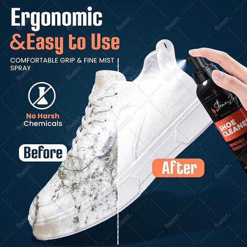Shoe Cleaner Kit with Foam & All Fabric Cleaner, Shoe Shield Liquid, Deodoriser, Brush & Towel. Suitable for all types Suede, Sneakers, Canvas, Leather, Mesh, Woven, Knitted Shield, in Saudi Arabia