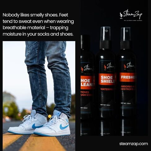 Shoe Cleaner Kit with Foam & All Fabric Cleaner, Shoe Shield Liquid, Deodoriser, Brush & Towel. Suitable for all types Suede, Sneakers, Canvas, Leather, Mesh, Woven, Knitted Shield, in Saudi Arabia
