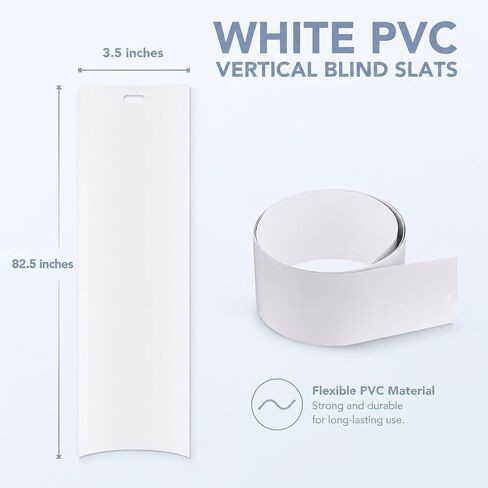 شرائح استبدال الستائر الرأسية، شرائح ستائر PVC بيضاء مقاس 82.5 × 3.5 بوصة للستائر الرأسية، شرائح بديلة لستائر الأبواب المنزلقة للأبواب والنوافذ (5 شرائح) in Kuwait