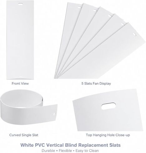شرائح استبدال الستائر الرأسية، شرائح ستائر PVC بيضاء مقاس 82.5 × 3.5 بوصة للستائر الرأسية، شرائح بديلة لستائر الأبواب المنزلقة للأبواب والنوافذ (5 شرائح) in Kuwait