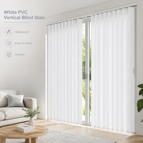 شرائح استبدال الستائر الرأسية، شرائح ستائر PVC بيضاء مقاس 82.5 × 3.5 بوصة للستائر الرأسية، شرائح بديلة لستائر الأبواب المنزلقة للأبواب والنوافذ (5 شرائح) in Kuwait